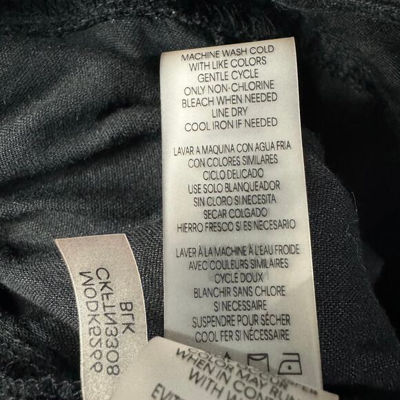 Calvin Klein Medium Straight Capri Pants Linen Blend Stretch Elastic Waist Black - Picture 7 of 8